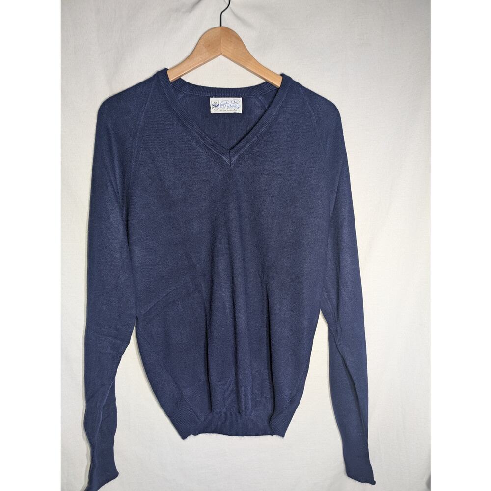 Pickering Active Sportswear Mens Vintage navy sweater‎ Large Classic V neck 90s